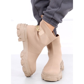 Stivali calzino con catena JX81P Khaki beige 1