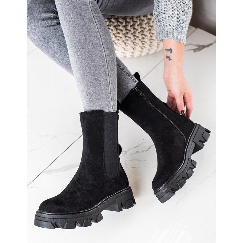 Sweet Shoes Stivali neri alla moda sulla piattaforma nero 2