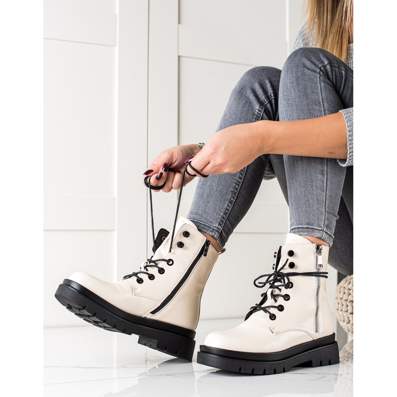 Sixth Sense Stivali stringati con cerniera decorativa beige 1