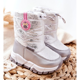 PJ2 Stivali da neve caldi per bambini con cerniera Argento-Bianco Laoth bianca 1