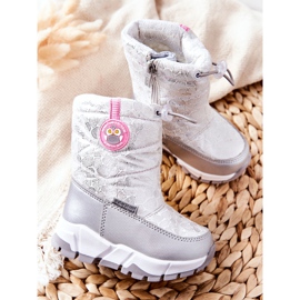 PJ2 Stivali da neve caldi per bambini con cerniera Argento-Bianco Laoth 2