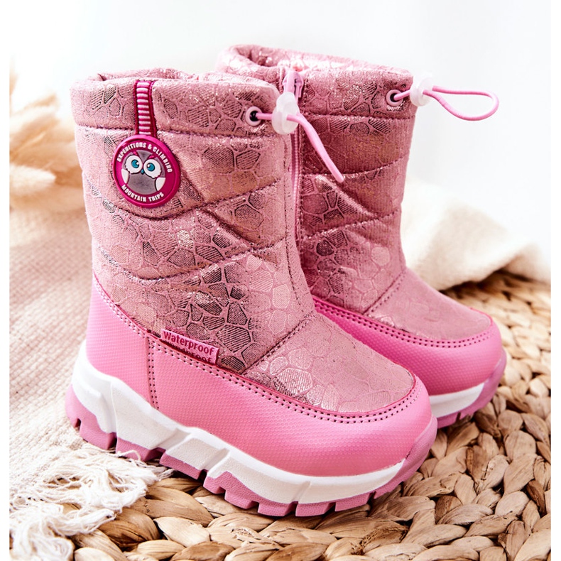 PJ2 Stivali da neve caldi per bambini con cerniera Layoth rosa 1