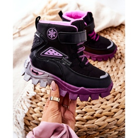 PJ2 Stivali da neve caldi per bambini con velcro nero-rosa Tannis 2