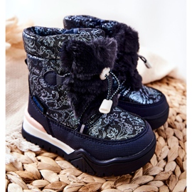 PJ2 Stivali Da Neve Caldi Per Bambini Con Pelliccia Blu Navy Dessa bianco 1