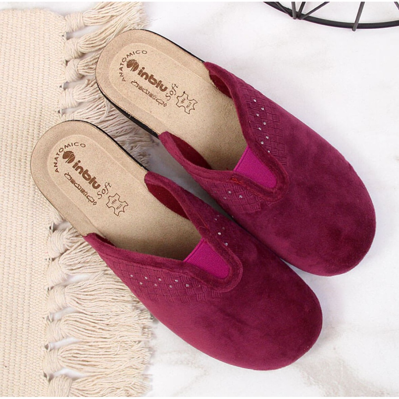 Pantofole da casa su zeppa Inblu W ARC3 prugna rosso multicolore 1