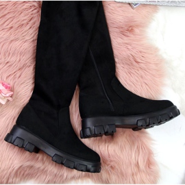 Stivali neri sulla piattaforma Navy Dot W WOL12 nero 2