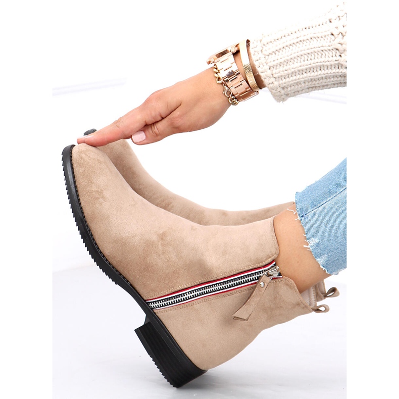 Stivali Isabel Khaki in camoscio beige 1