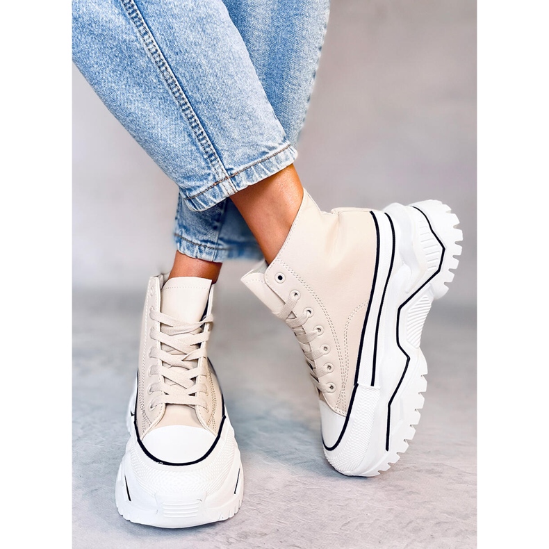 Sneaker Corbel Beige con suola alta 1