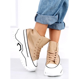 Sneaker Corbel Khaki con suola alta beige cachi 2