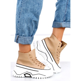 Sneaker Corbel Khaki con suola alta beige cachi 1