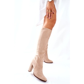 PS1 Stivali Caldi Da Donna Con Tacco Beige Finner 2