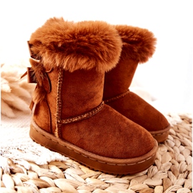 FR1 Stivali caldi per bambini con fiocchi D.Khaki Stivali da neve Funky marrone 6