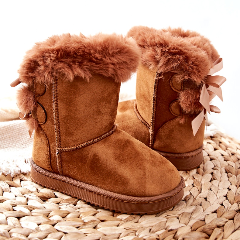 FR1 Stivali caldi per bambini con fiocchi D.Khaki Stivali da neve Funky marrone 2