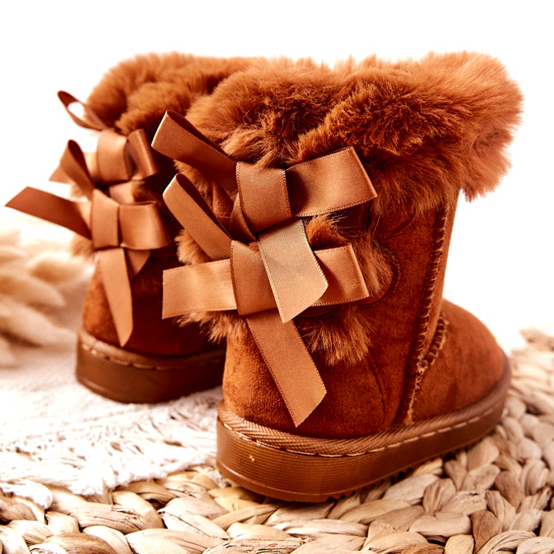 FR1 Stivali caldi per bambini con fiocchi D.Khaki Stivali da neve Funky marrone 5