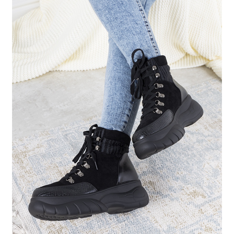 Sneakers invernali nere con tema animalier Miron nero 1