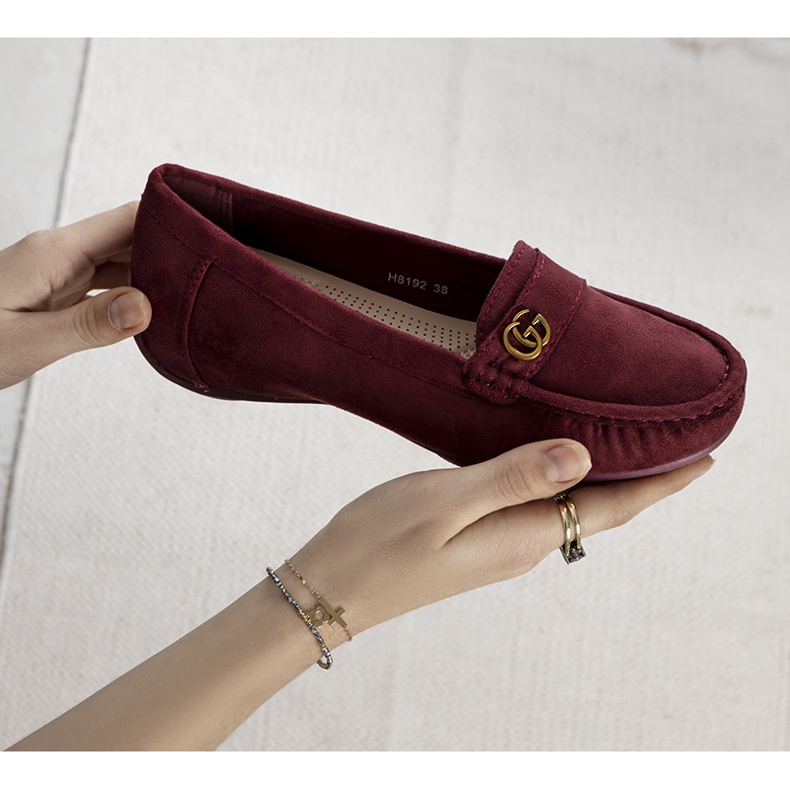 Mocassini bordeaux su zeppa Linette nascosta rosso 1