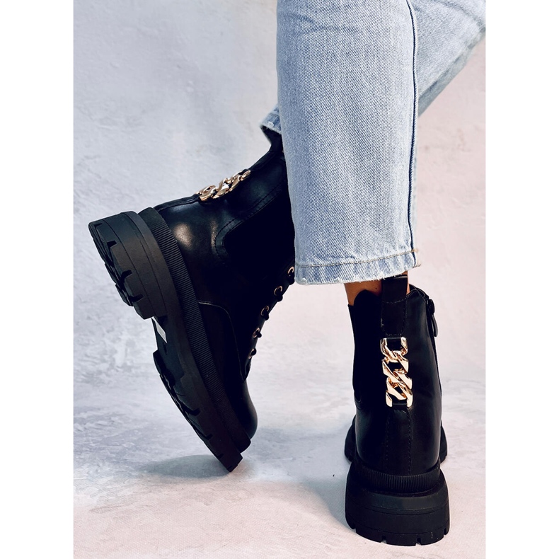 Stivaletti stringati con catena Clumsy Black nero 1