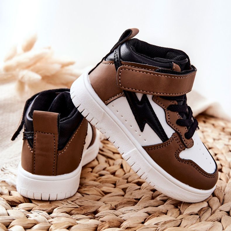 FR1 Scarpe sportive alte per bambini, bianche e marroni Bartnie bianca marrone nero 1