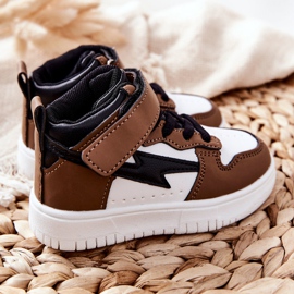 FR1 Scarpe sportive alte per bambini, bianche e marroni Bartnie bianco marrone nero 2