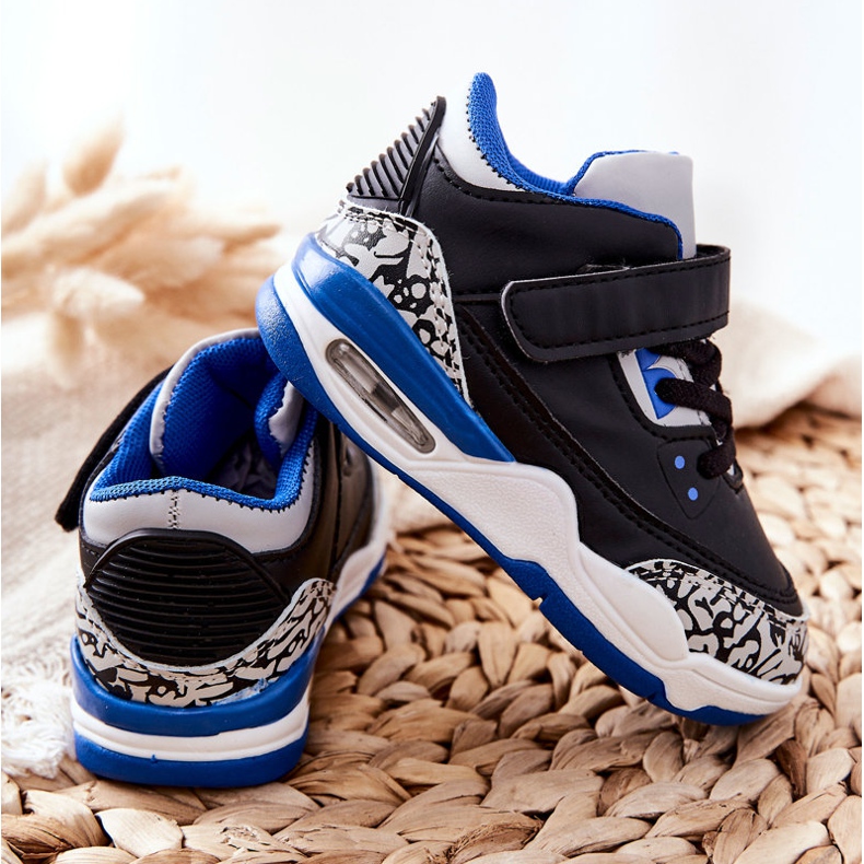 FR1 Scarpe sportive per bambini in lino nero e blu bianca 1