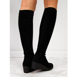 Stivali in camoscio nero sulla zeppa Filippo W PAW299 2