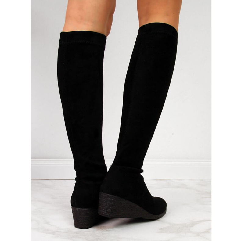 Stivali in camoscio nero sulla zeppa Filippo W PAW299 2