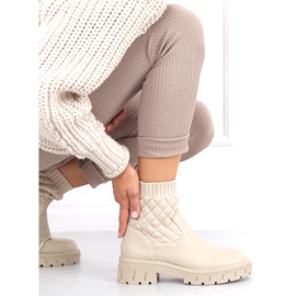 Stivali con tomaia trapuntata Elin Beige 1