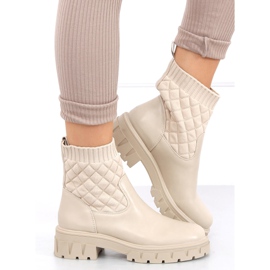 Stivali con tomaia trapuntata Elin Beige 2