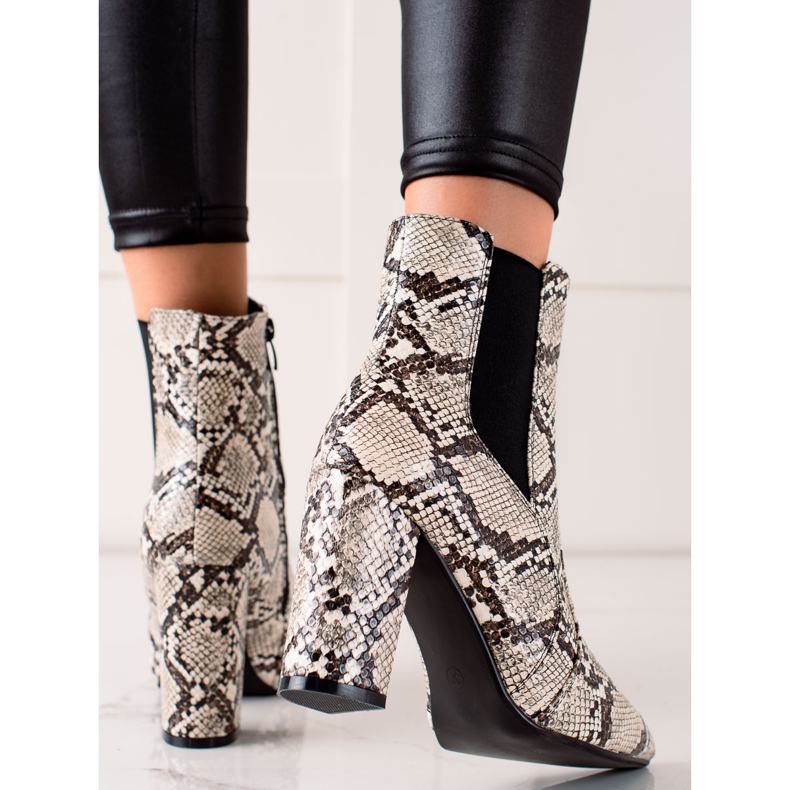 Marquiz Stivaletti con stampa serpente alla moda beige 1