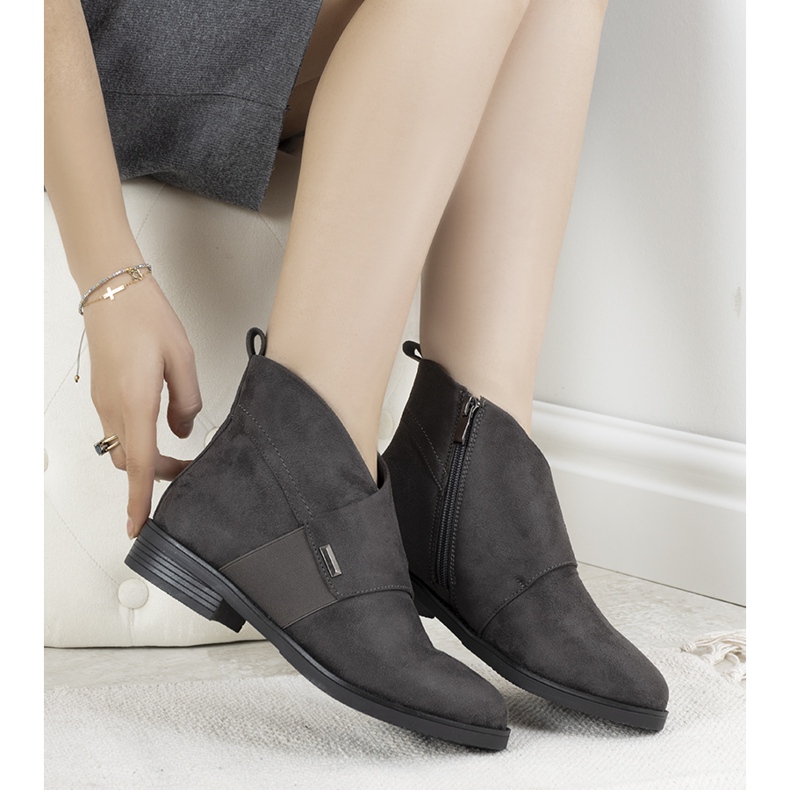 Stivali grigi con tacco piatto di Grail grigio 1