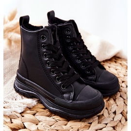 FR1 Sneakers da bambino in pelle isolate Bomi nere nero 1