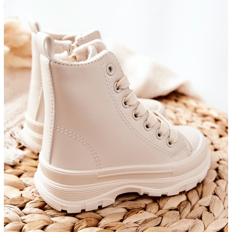 FR1 Sneakers Calde In Pelle Per Bambini Beige Chiaro Bomi 2