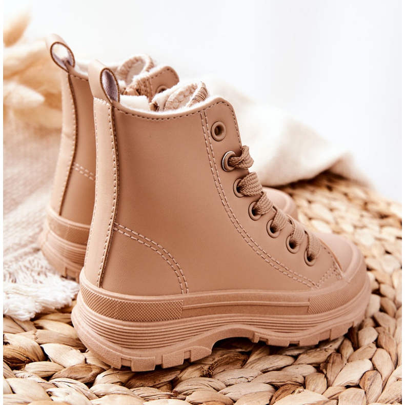 FR1 Sneakers Calde In Pelle Per Bambini Beige Bomi 2