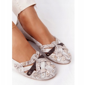 Ballerine in pelle da donna Maciejka 01358-44 Beige sporco 5