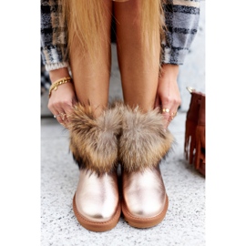 HAN Stivali Da Neve Da Donna In Pelle Con Pelliccia Champagne Snow Fox rosa 2