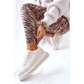 Scarpe sportive in pelle su piattaforma Lemmy beige 2