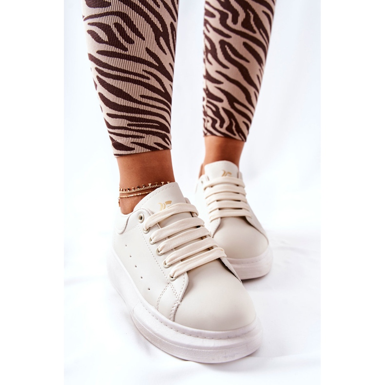 Scarpe sportive in pelle su piattaforma Lemmy beige 1
