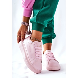 Scarpe sportive in pelle sulla piattaforma rosa Lemmy 2