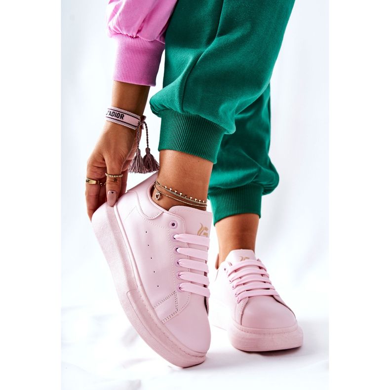 Scarpe sportive in pelle sulla piattaforma rosa Lemmy 2