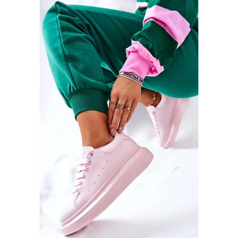 Scarpe sportive in pelle sulla piattaforma rosa Lemmy 1