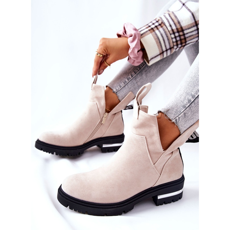 PS1 Stivaletti Caldi Stivali Jodhpur Con cerniera Beige My Way 2