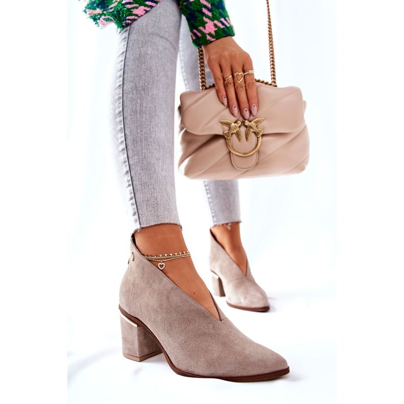 Stivali In Pelle Con Tacco Alto Laura Messi Beige 2344 1