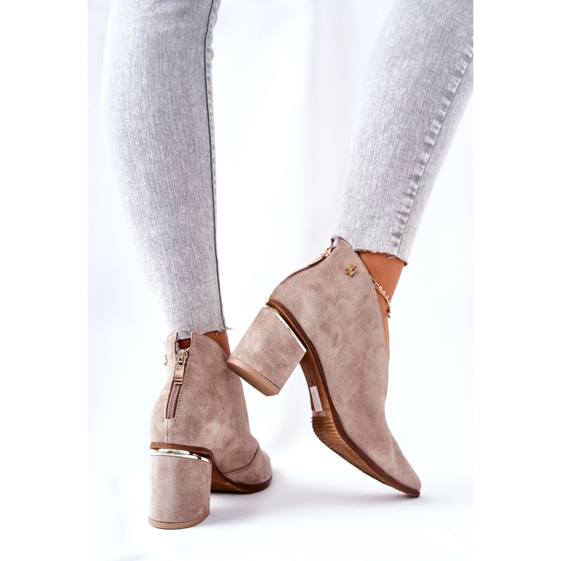 Stivali In Pelle Con Tacco Alto Laura Messi Beige 2344 2