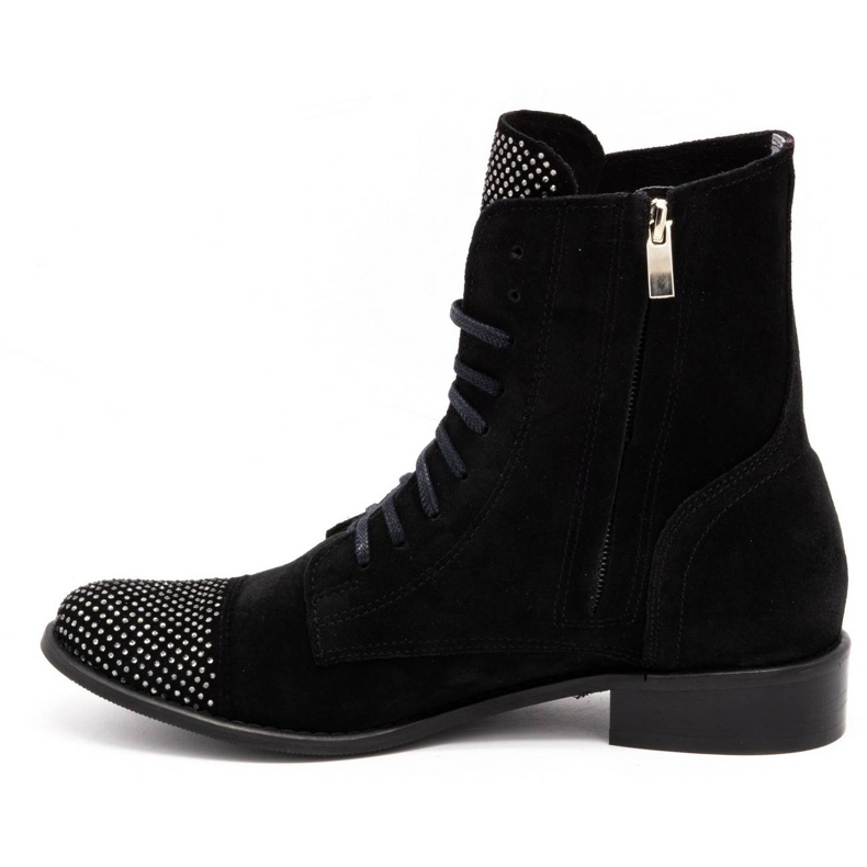 Exquisite Stivali da donna in pelle con paillettes 1259EX neri nero 1