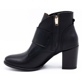 Exquisite Stivaletti da donna in pelle con fibbia tacco alto 1262EX nero 1