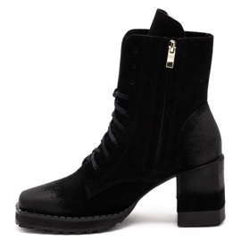 Exquisite Stivali da donna in pelle con tacco alto 1287EX nero 1