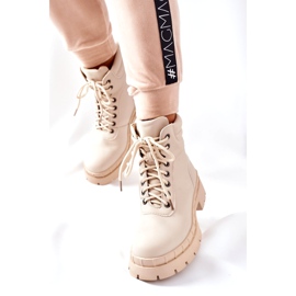 Ideal Shoes Stivali Timberki Traperki Beżowe Mustgrow beige 2