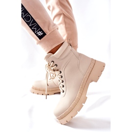 Ideal Shoes Stivali Timberki Traperki Beżowe Mustgrow beige 3