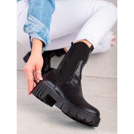 Laura Mode Stivali Chelsea slip-on sulla piattaforma nero 1