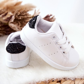 Sneakers per bambini bianche e nere lucide bianco 1